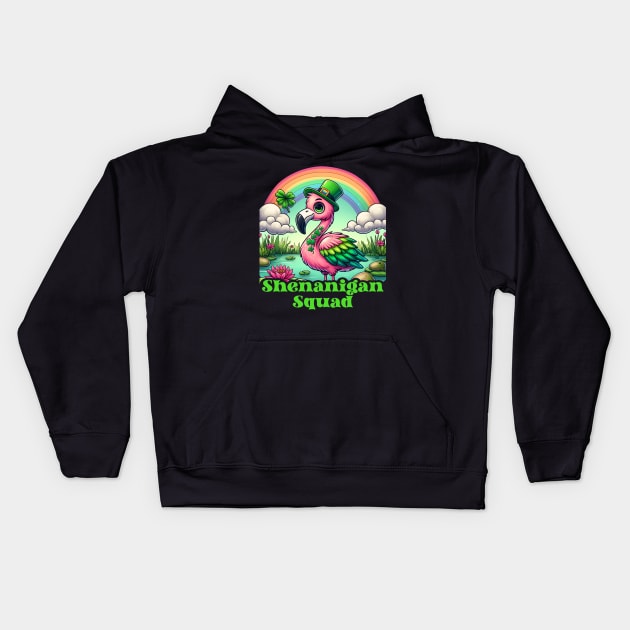 Flamingo St Patricks Lover Shamrock Lucky Ireland Kids Hoodie by click2print